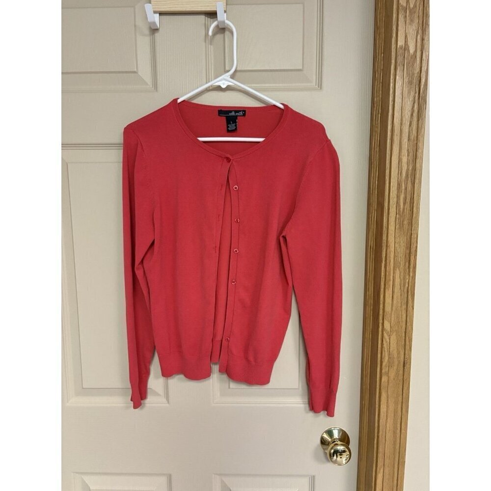 Willi Smith Button Down Cardigan Sweater Red Silk Blend Women’s Large
